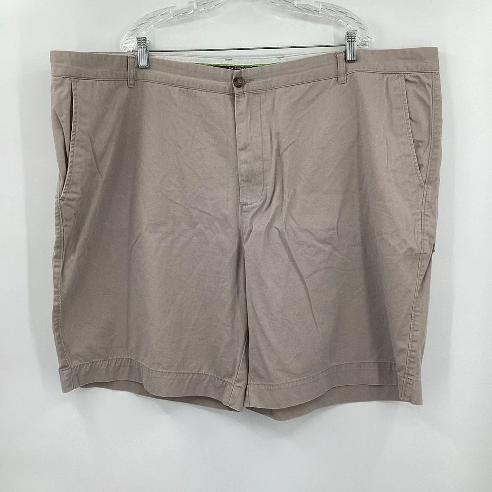 Mens Tailor Byrd Flat Front Cotton Shorts‎ 52 Beige